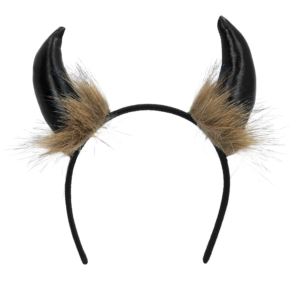Cornes de Démon Noires avec Fourrure - Accessoire Halloween
