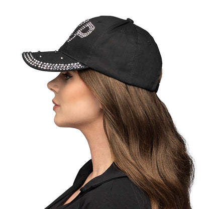 Casquette VIP Noire Strass - Accessoire de Fête Glamour