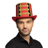 Haut-de-forme rouge doré showman - Déguisement ringmaster
