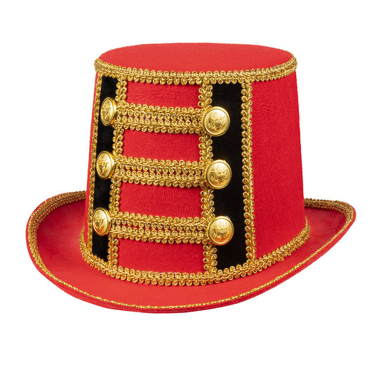 Haut-de-forme rouge doré showman - Déguisement ringmaster