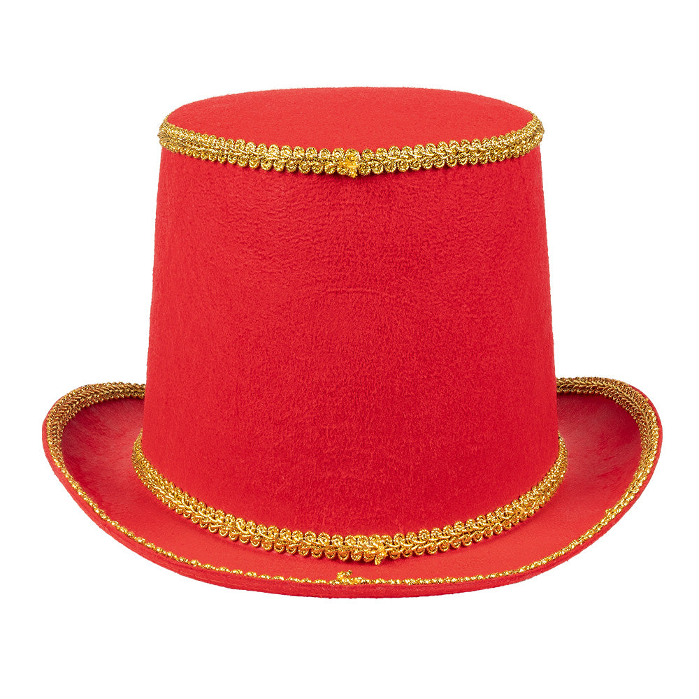 Haut-de-forme rouge doré showman - Déguisement ringmaster
