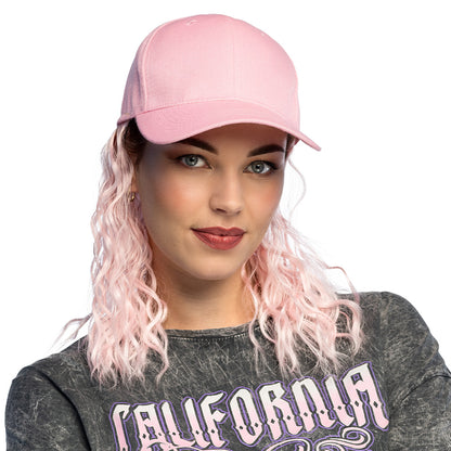 Casquette Rose avec Cheveux Longs Bouclés - Déguisement Fantaisie