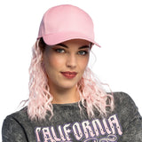 Casquette Rose avec Cheveux Longs Bouclés - Déguisement Fantaisie