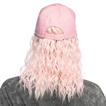 Casquette Rose avec Cheveux Longs Bouclés - Déguisement Fantaisie