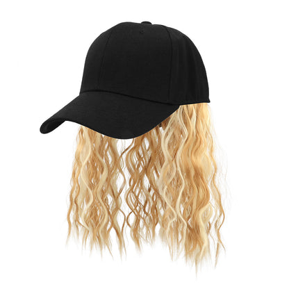 Casquette Noire avec Cheveux Blonds Ondulés - Déguisement Amusant