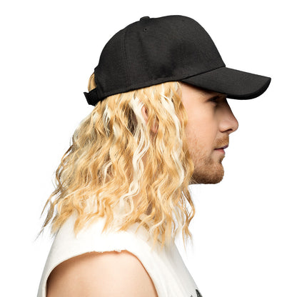 Casquette Noire avec Cheveux Blonds Ondulés - Déguisement Amusant