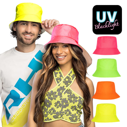 Chapeau de Soleil Fluo UV Blacklight - 5 Couleurs Éclatantes