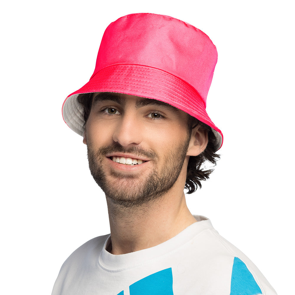 Chapeau Bucket UV Blacklight Rose Fluo - Accessoire Fête