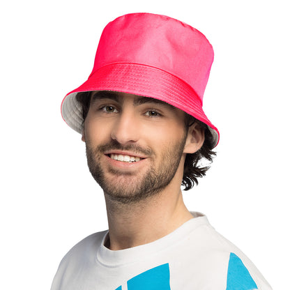 Chapeau Bucket UV Blacklight Rose Fluo - Accessoire Fête