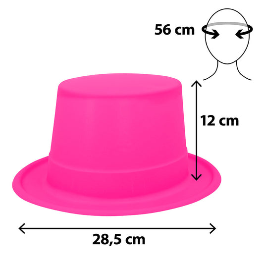 Haut de forme rose fluo UV - Déguisement fluorescent