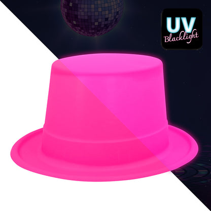 Haut de forme rose fluo UV - Déguisement fluorescent
