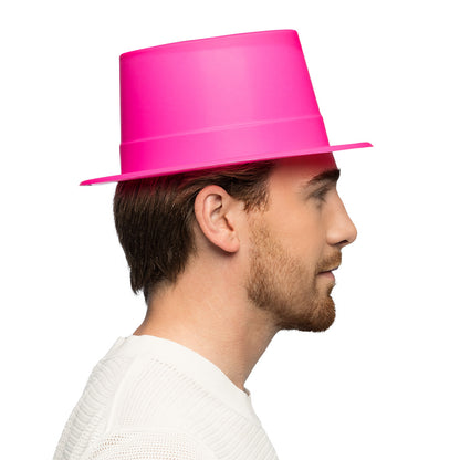 Haut de forme rose fluo UV - Déguisement fluorescent