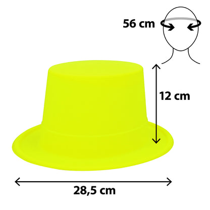 Chapeau Haut de Forme Fluo Jaune Néon UV Blacklight