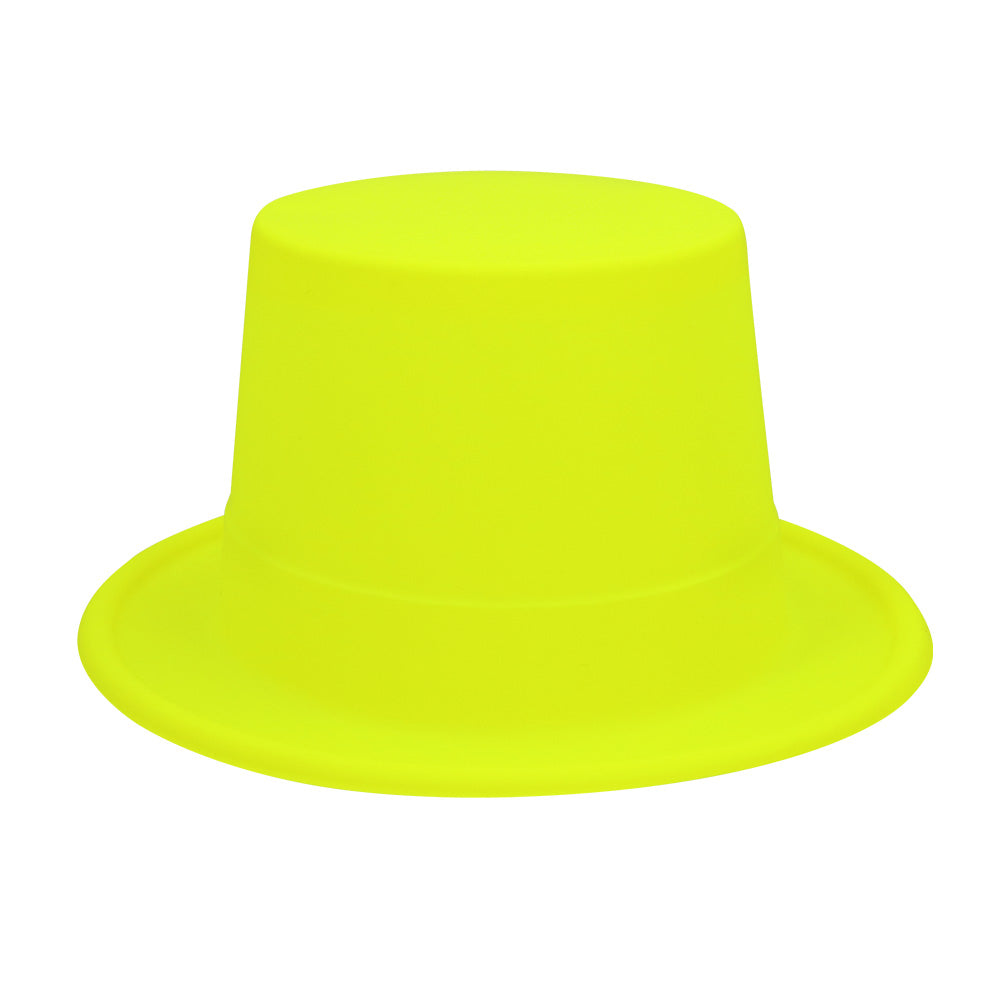 Chapeau Haut de Forme Fluo Jaune Néon UV Blacklight
