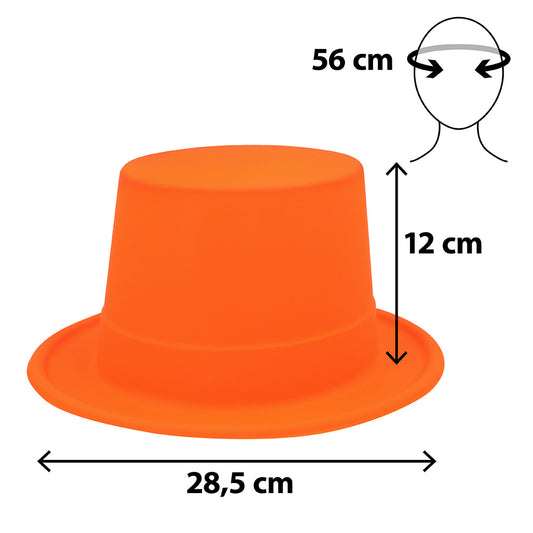 Haut de forme orange fluo UV fluorescent - Déguisement partie