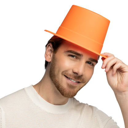 Haut de forme orange fluo UV fluorescent - Déguisement partie