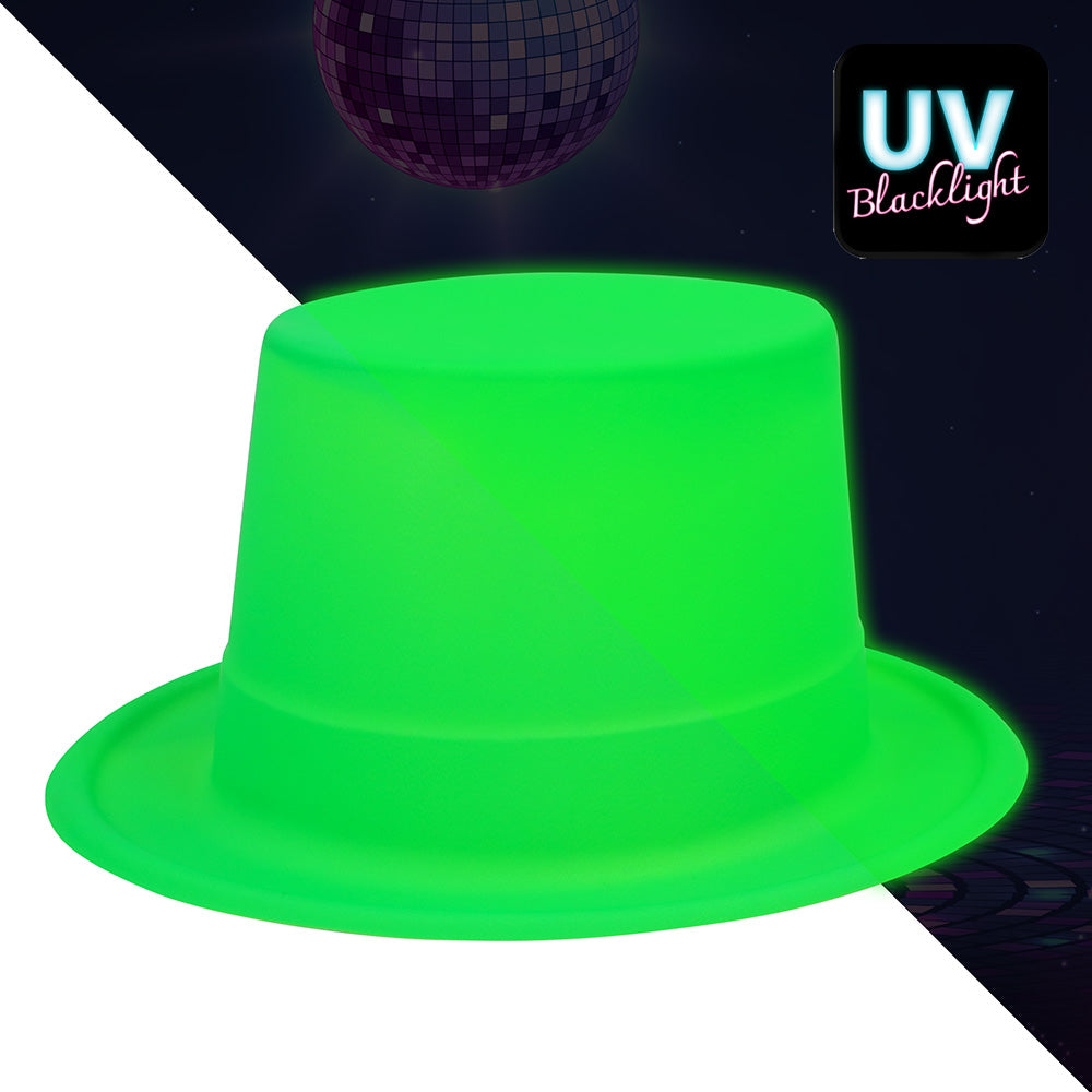 Chapeau Haut de Forme Vert Fluo UV Blacklight