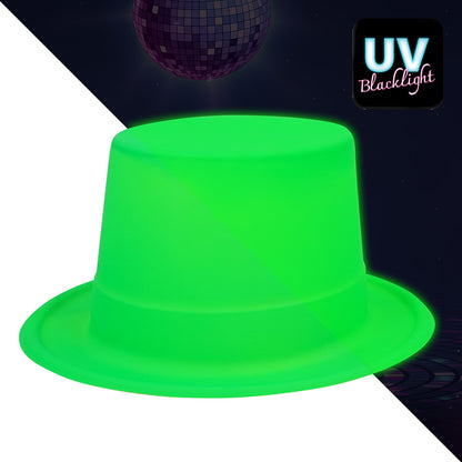 Chapeau Haut de Forme Vert Fluo UV Blacklight