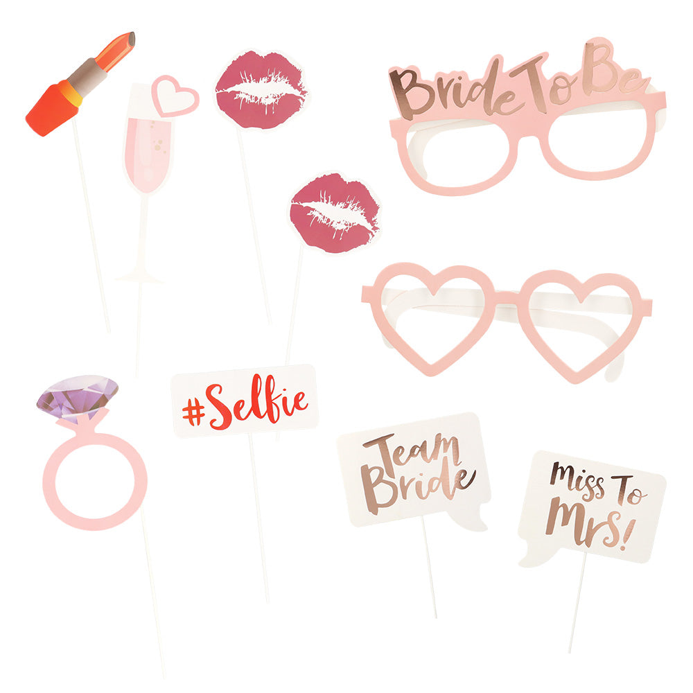 Set 10 pièces accessoires photobooth EVJF Bride To Be