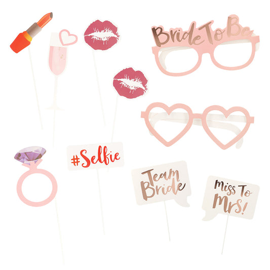 Set 10 pièces accessoires photobooth EVJF Bride To Be