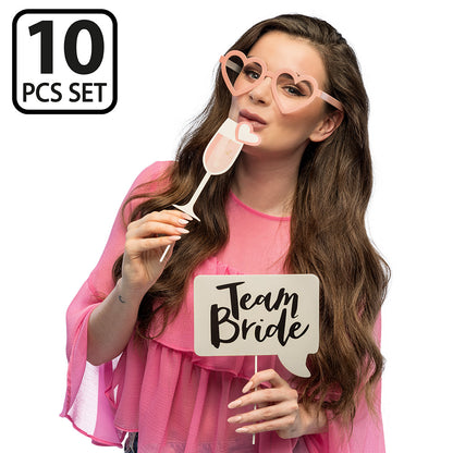 Set 10 pièces accessoires photobooth EVJF Bride To Be