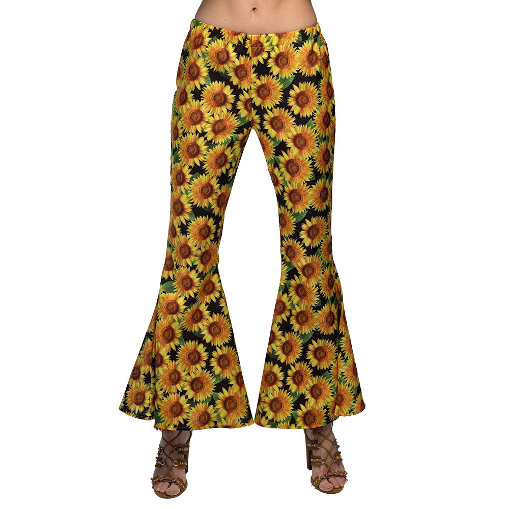 Pantalon Évasé Tournesols Années 70 - Déguisement Hippie