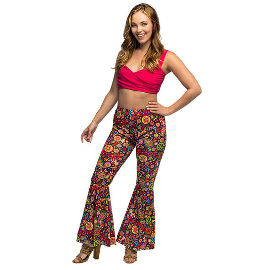 Pantalon Flare Fleurs Années 70 - Taille L/XL Stretch