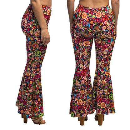Pantalon Flare Fleurs Années 70 - Taille L/XL Stretch