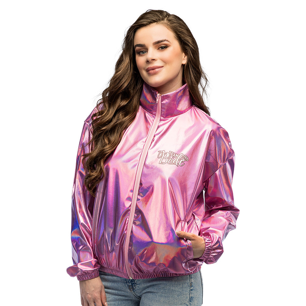Veste Team Bride Holographique Rose - Déguisement EVJF