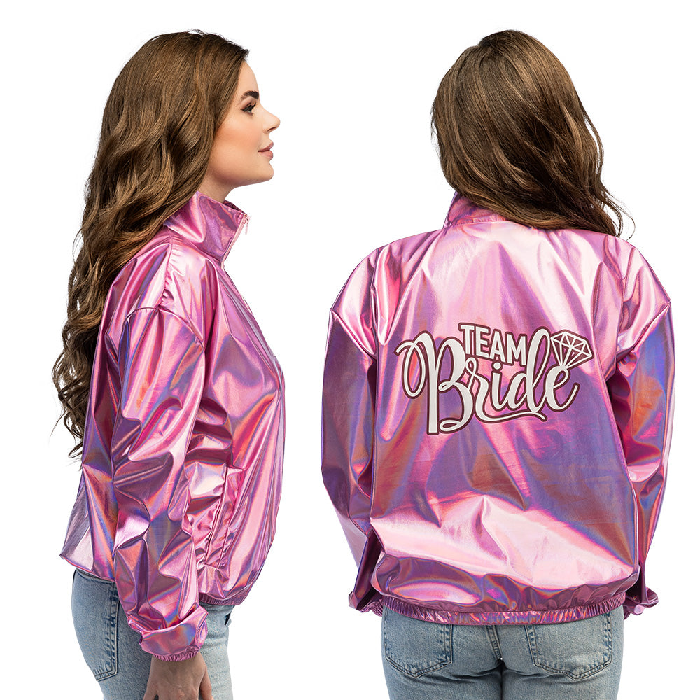 Blouson Team Bride Irisé - Veste de Mariée Holographique Rose