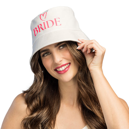 Chapeau Bucket BRIDE Blanc - Accessoire Enterrement Vie Jeune Fille