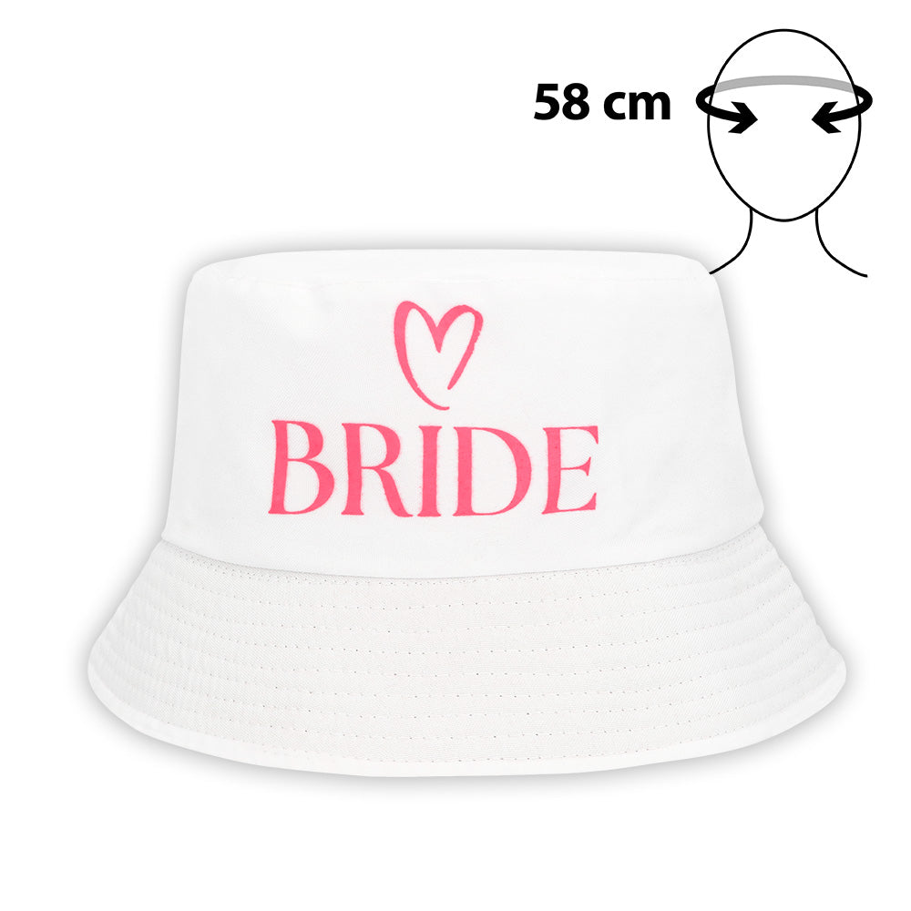Chapeau Bucket BRIDE Blanc - Accessoire Enterrement Vie Jeune Fille