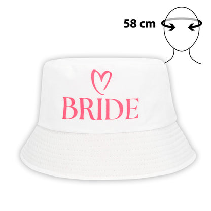 Chapeau Bucket BRIDE Blanc - Accessoire Enterrement Vie Jeune Fille