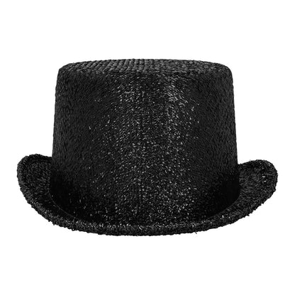 Haut de forme pailleté noir 59cm - Accessoire de fête élégant