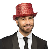 Chapeau Haut de Forme Paillettes Rouge 59 cm - Soirée Glamour
