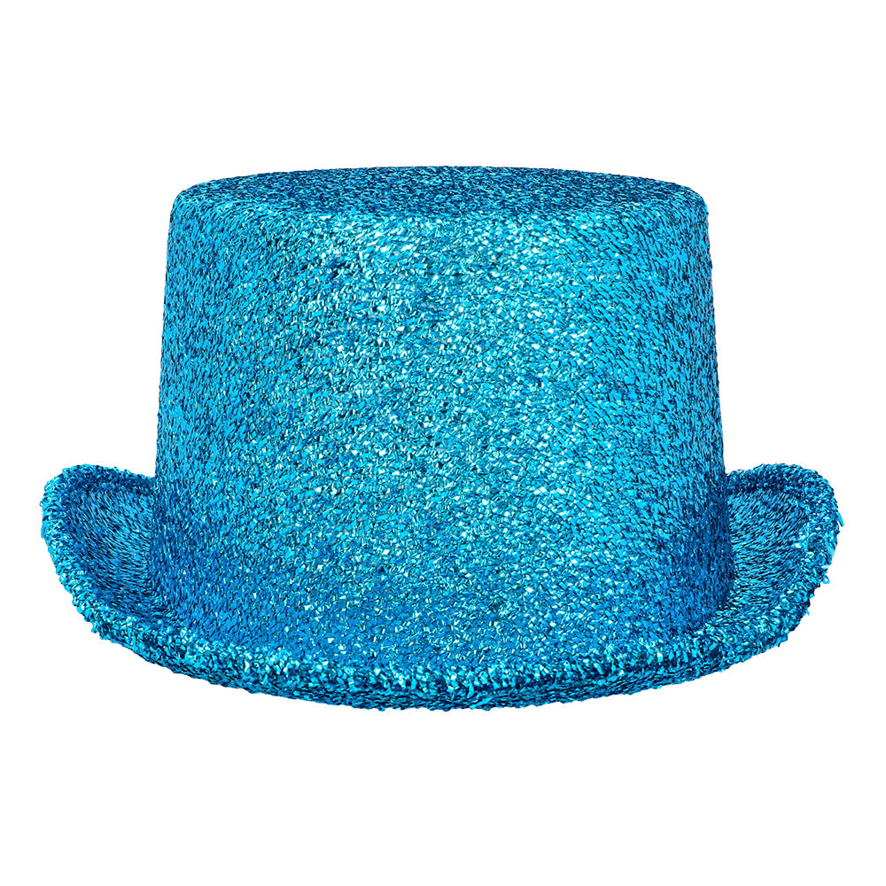 Haut de forme paillettes bleu turquoise 59 cm