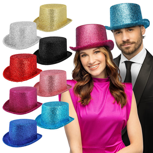 Chapeau haut de forme paillettes - 12 couleurs à brillance scintillante