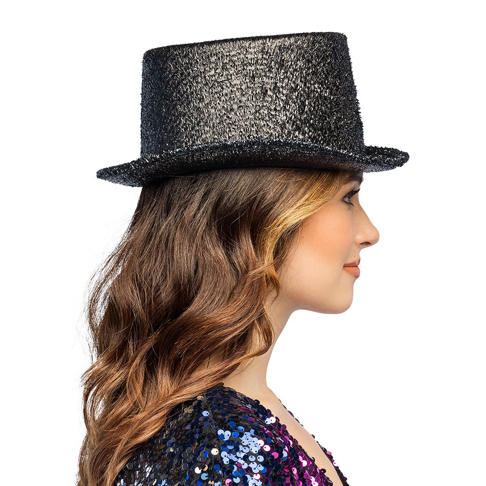 Chapeau haut de forme paillettes - 12 couleurs à brillance scintillante