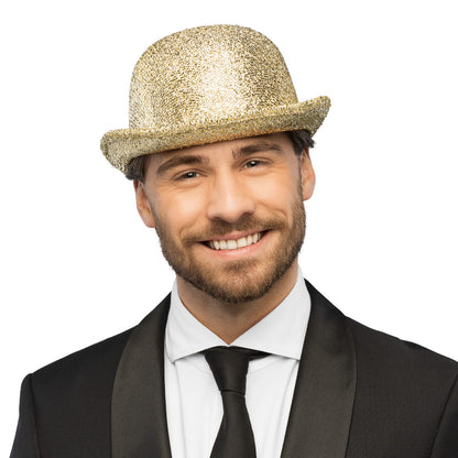 Chapeau Melon Paillettes Doré 58cm - Déguisement Glamour