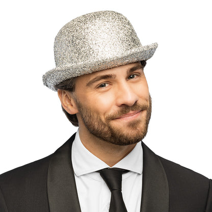 Chapeau Melon Paillettes Argent - Accessoire Disco Années 70
