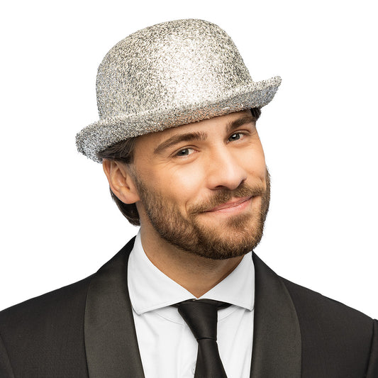 Chapeau Melon Paillettes Argent - Accessoire Disco Années 70