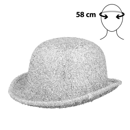 Chapeau Melon Paillettes Argent - Accessoire Disco Années 70