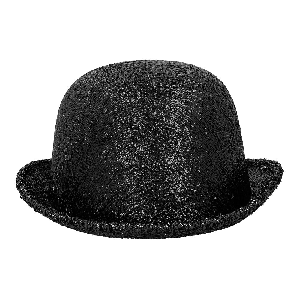 Chapeau Melon Paillettes Noir 58cm - Accessoire Soirée