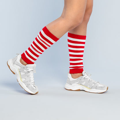 Jambières Rayées Rouge et Blanc - Accessoire Déguisement Années 80