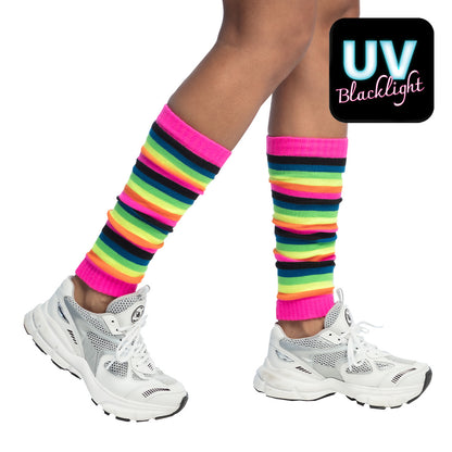 Jambières Leg Warmer Années 80 Arc-en-ciel Fluo UV