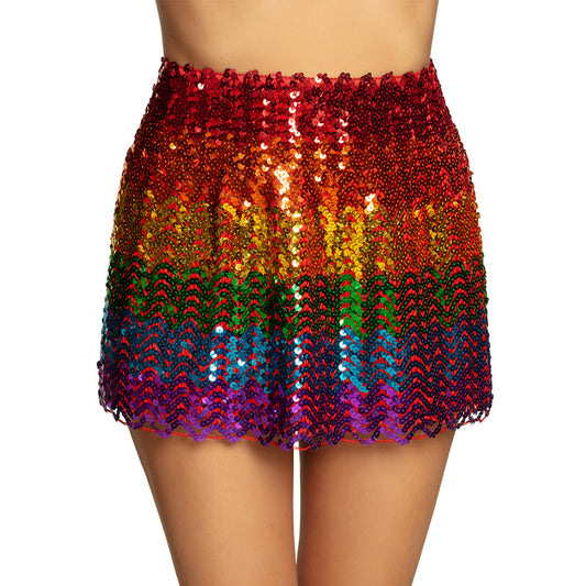 Jupe Sequins Arc-en-Ciel Dégradé - Paillettes Multicolores