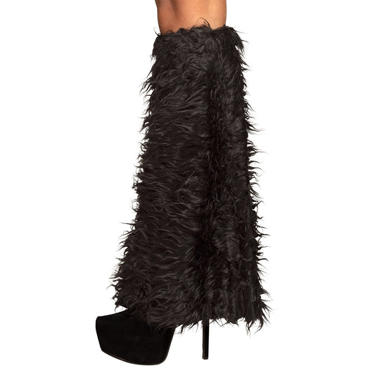 Jambières Fourrure Noire Luxe - Accessoire Danseur Rave