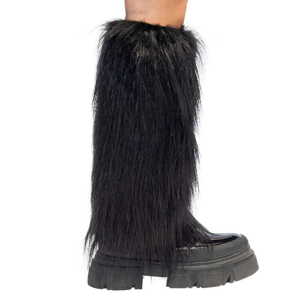 Jambières Fourrure Noire - Set de 2 | Accessoire Fête