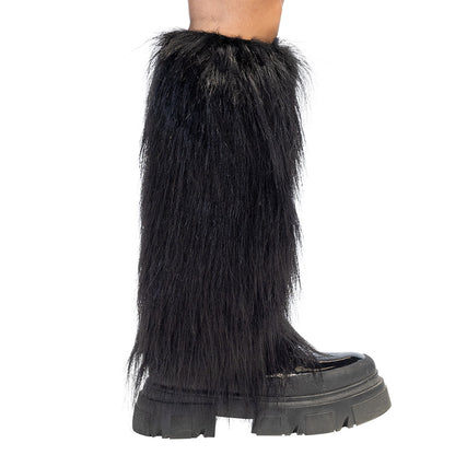 Jambières Fourrure Noire - Set de 2 | Accessoire Fête