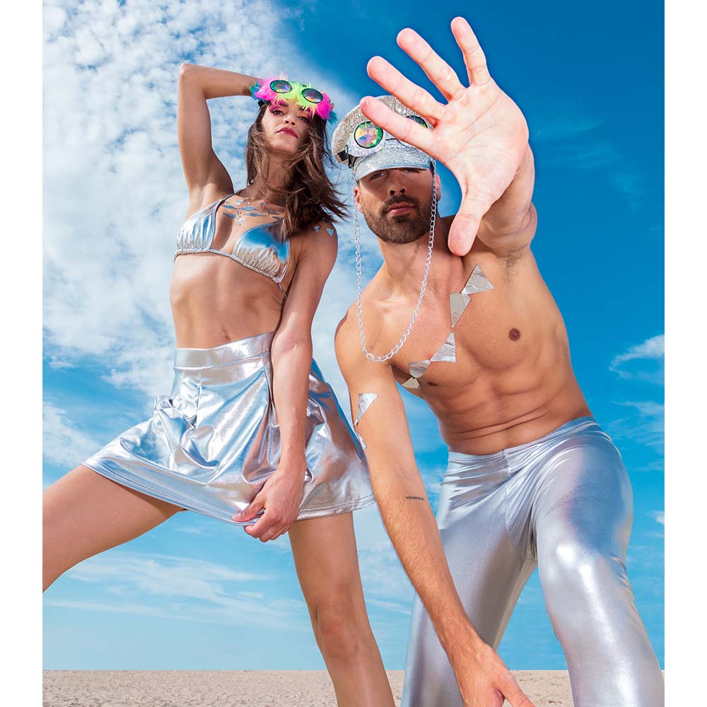 Jupe Métallisée Argent Brillante - Déguisement Disco